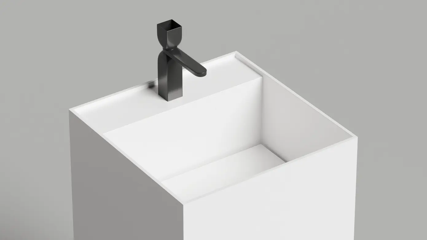 Раковина напольная Salini Armonia Square Top 01 S-Sense130511TG белая глянцевая, без отверстия под смеситель