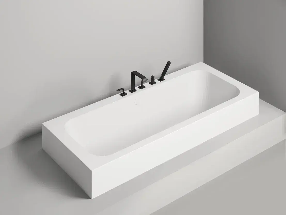 Ванна из литьевого мрамора Salini Orlanda Axis S-Sense 180х80 103212G белая глянцевая, встраиваемая