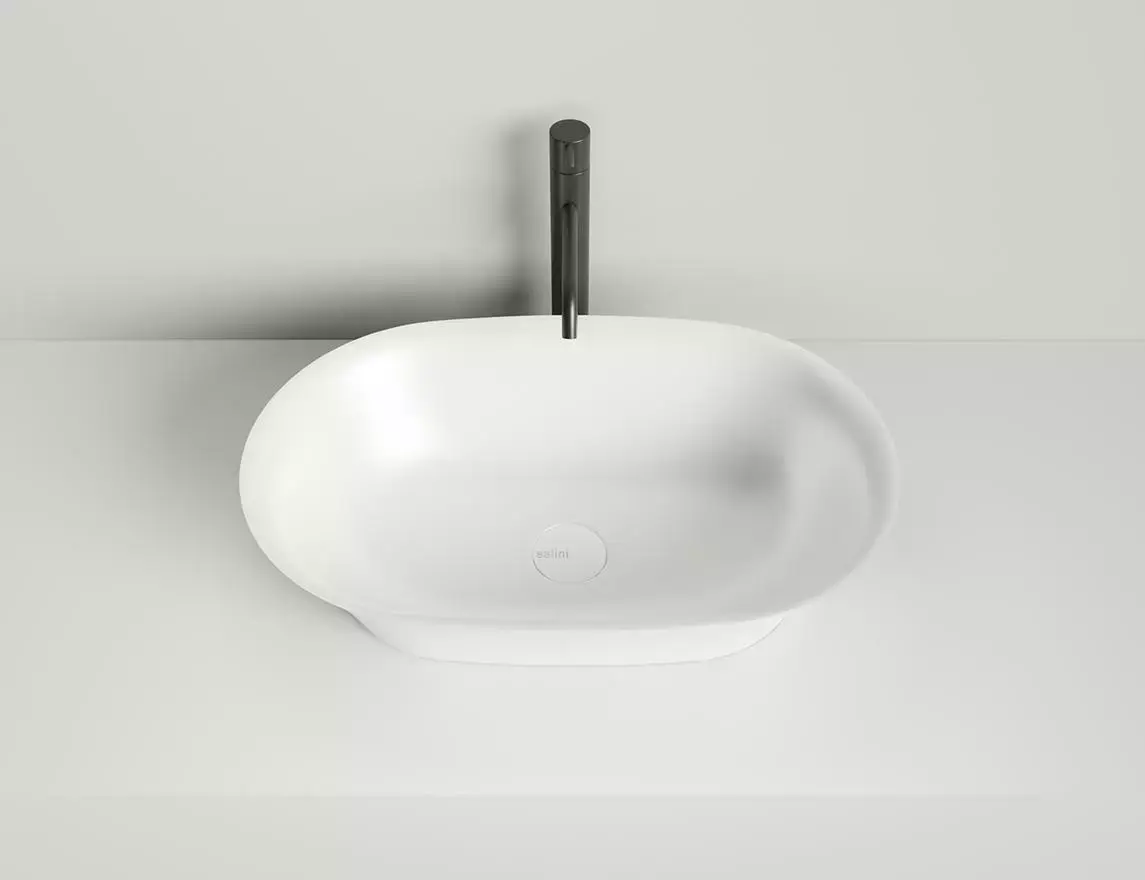 Раковина накладная Salini Mona S-Sense 60 см 110811G из литьевого мрамора, белая глянцевая