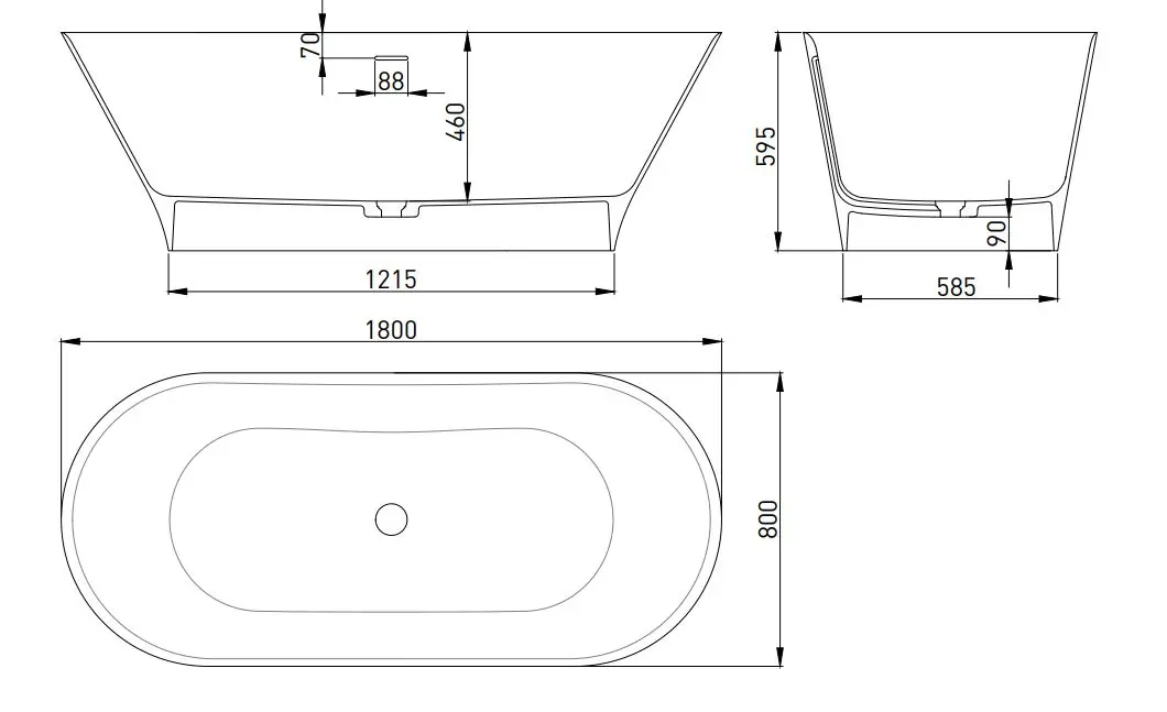 Ванна из литьевого мрамора Salini Mona S-sense 180x81 102911G белая глянцевая, отдельностоящая