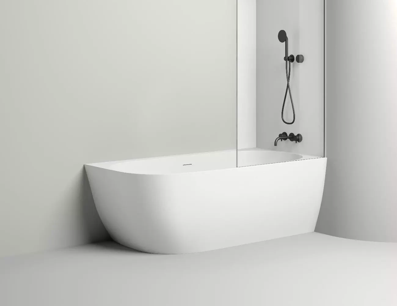 Ванна из литьевого мрамора Salini Sofia Corner R S-sense 170х85 102514G белая глянцевая, пристенная угловая